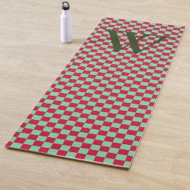 Tief rotes und leicht grünes Karton Mit Monogramm Yogamatte