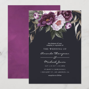 Tief Samtige Blumige Hochzeit Einladung