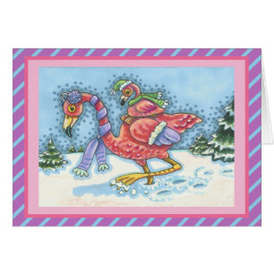 TIEF SCHNEESCHNEE FLAMINGO, CHRISTMAS GREETCARD V