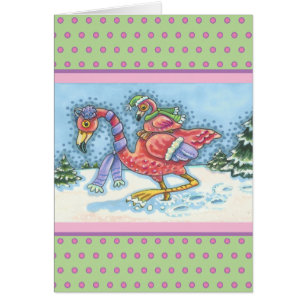 TIEF SCHNEESCHNEE FLAMINGO, CHRISTMAS GREETCARD V