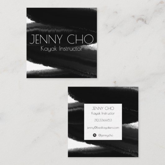 Tief schwarz gestrichene Pinselstriche Wasser Quadratische Visitenkarte (Vorne/Hinten)