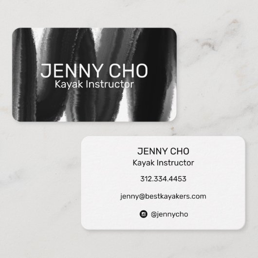 Tief schwarz gestrichene Pinselstriche Wasser Visitenkarte (Vorne/Hinten)