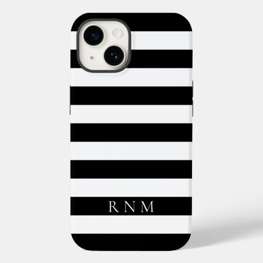 Tief schwarze Streifen Name oder Monogramm iPhone Case-Mate iPhone Hülle (Rückseite)
