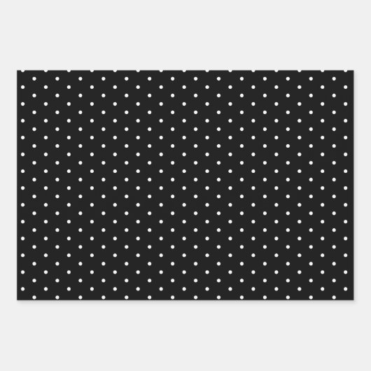 Tief schwarzer Polka Dot breit gestreift und fest Geschenkpapier Set (Vorderseite 2)