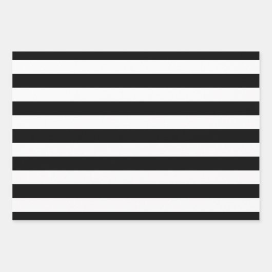 Tief schwarzer Polka Dot breit gestreift und fest Geschenkpapier Set (Vorderseite)