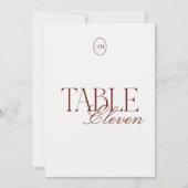 Tief Terrakotta Monogramm Hochzeit Tischnummer Kar (Vorderseite)
