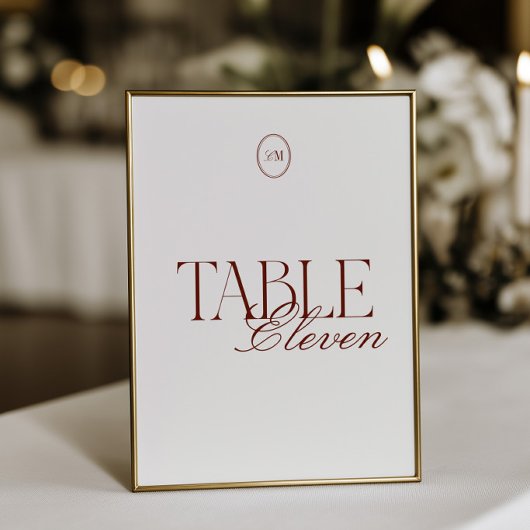 Tief Terrakotta Monogramm Hochzeit Tischnummer Kar