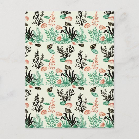 Tief tropische Ozeankoralle Seashell Wasserfarbe Postkarte (Vorderseite)