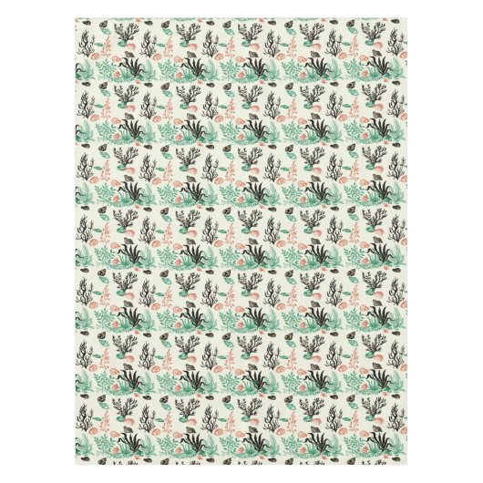 Tief tropische Ozeankoralle Seashell Wasserfarbe Tischdecke (Vorderseite)