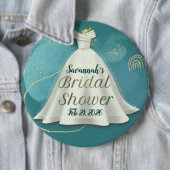 Tief Türkis Gold Glitter Hochzeitskleid Brautparty Button (Beispiel)