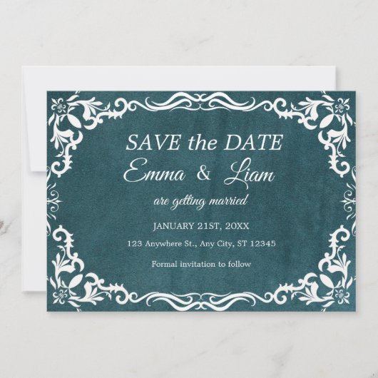 Tief Türkisblau Talavera Mexikanische Hochzeit Save The Date (Vorderseite)