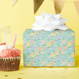 Tief türkisfarbene Heißluftballonmuster Geschenkpapier