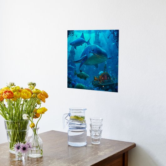 Tief unter dem Meer Tiere Steampunk U-Boot Foliendrucke (Ablage(Küche))