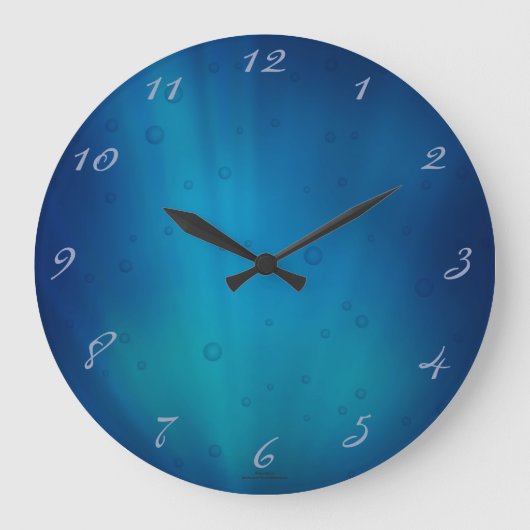 Tief unter Wasser glühende blaue Uhr (Vorderseite)