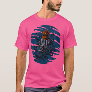 Tief verrückter Oktopus im Tauchhelm T-Shirt