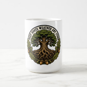 Tief verwurzelte Wetterstürme Vintage-Eiche Kaffeetasse