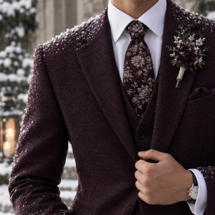 Tief violette Taubengrau melancholische Blumenblüt Krawatte