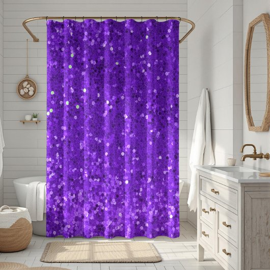 Tief violettes Glamour-Faux-Glitter-Muster Duschvorhang