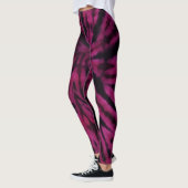 Tiefärben Lila Rosa Schwarz Hippie Retro-Muster Leggings (Links)