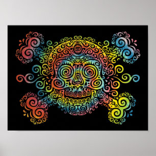 Tiefärbender Zuckerschädel Poster