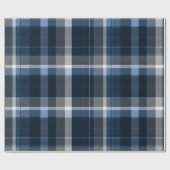 Tiefblau Grau Ozean Schiefer Karomuster Geschenkpapier (Flach)