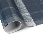 Tiefblau Grau Ozean Schiefer Karomuster Geschenkpapier (Rolleneckpunkt)