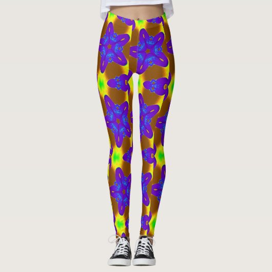 Tiefblau/lila-Sternenmuster Leggings (Vorderseite)
