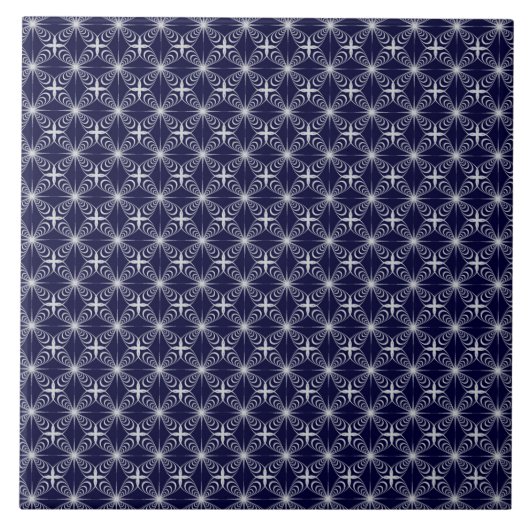 tiefblau mit grauem Arabesken Fliese (Vorderseite)