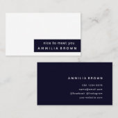 Tiefblau | Modernes minimales Farbblockdesign Visitenkarte (Vorne/Hinten)