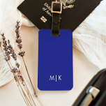 Tiefblau | Modernes Monogramm Gepäckanhänger<br><div class="desc">Dieses moderne Gepäckanhänger-Design zeichnet sich durch einen hellen,  tiefblauen Hintergrund aus. Ihre Initialen in fett weißem Text sorgen für ein schlichtes und farbenfroh aber berufliches Aussehen.</div>