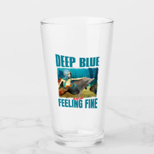Tiefblau und die Meerjungfrau-Delfin-Kunst fühlt s Glas