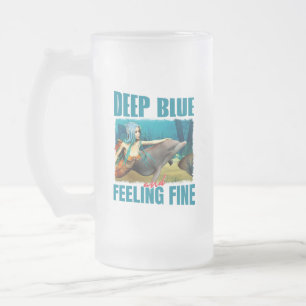 Tiefblau und die Meerjungfrau-Delfin-Kunst fühlt s Mattglas Bierglas