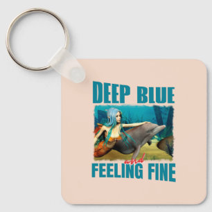 Tiefblau und die Meerjungfrau-Delfin-Kunst fühlt s Schlüsselanhänger