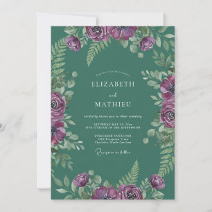 Tiefblaue Amethyst-Reben-Hochzeit Einladung