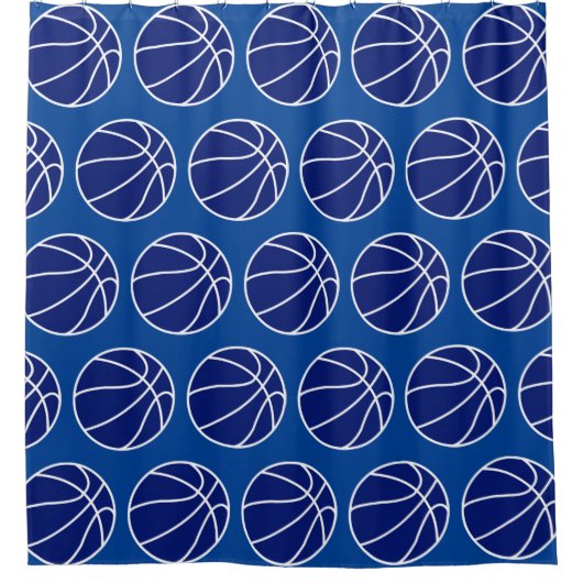 TIEFBLAUE BASKETBALL DUSCHVORHANG (Vorderseite)