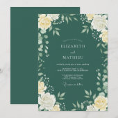 Tiefblaue Blätterhochzeit Einladung (Vorne/Hinten)