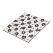 Tiefblaue Blumenmuster Fliese (Seite)