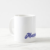 Tiefblaue Farbe schlichte moderne eigene Namens-Ca Kaffeetasse (Vorderseite Links)