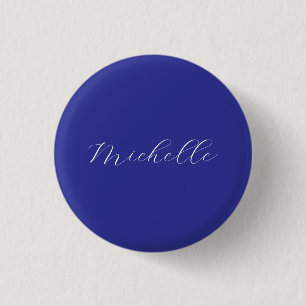 Tiefblaue Farbe Schlichte Moderne Eigener Name Kal Button