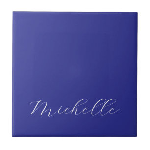 Tiefblaue Farbe Schlichte Moderne Eigener Name Kal Fliese