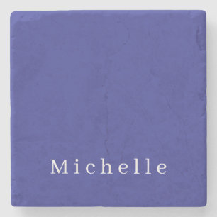 Tiefblaue Farbe Schlichte Moderne Eigener Name Min Steinuntersetzer