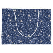 Tiefblaue Glitter-Geburtstag Große Geschenktüte (Rückseite)