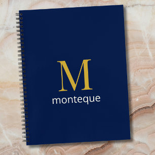 Tiefblaue Gold-Monogramm-Personalisierung Luxus  Notizblock