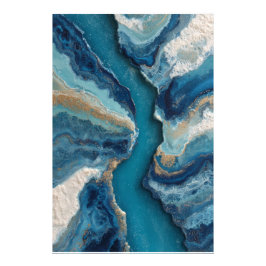 Tiefblaue Goldader Ozean Abstrakt Fotodruck