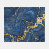 Tiefblaue goldene Adern Abstract Fleecedecke (Vorderseite (Horizontal))