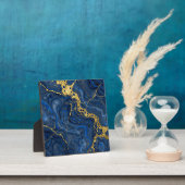 Tiefblaue goldene Adern Abstract Fotoplatte (InSitu)