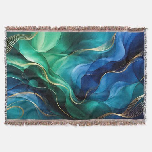 Tiefblaue grüne Fluidlinien Decke (Vorderseite)