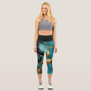 Tiefblaue Marmor mit kräftigen goldenen Adern Capri Leggings