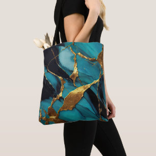 Tiefblaue Marmor mit kräftigen goldenen Adern Tasche