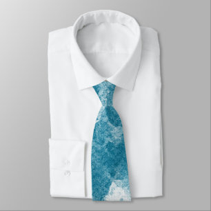Tiefblaue Marmor-Wasserfarben-Kunst in Teal Krawatte